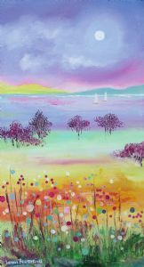 "Moonflowers with Trees"