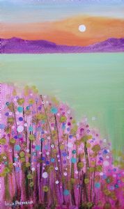 "Moonflowers with green Landscape"