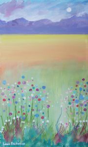 "Moonflowers with Yellow and Orange"