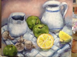 "Still Life Jugs and Fruit"