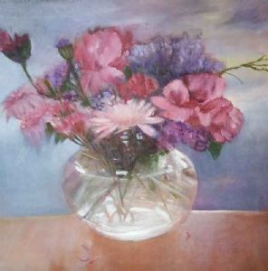 "Flowers in Glass Vase"