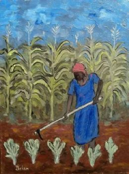 "Woman Tending Her Crops"