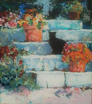 "Cat and Flowerpots"