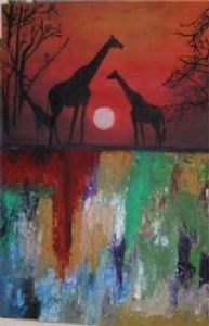 "Giraffes at sunset"