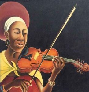 "African Woman Playing Violin"