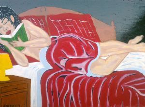 "Lady Reading a Book in Bed"