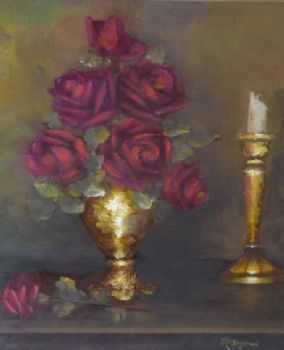"Red Roses with Candle "