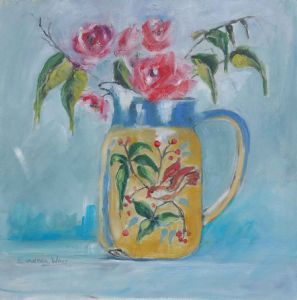 "Old vase with flowers"