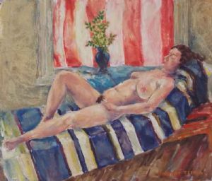 "Nude woman reclining"
