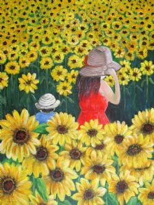 "Children Playing in the Sunflower Field"