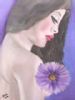 "Lady with Purple Flower"