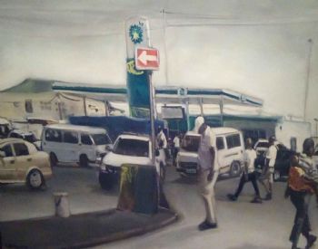 "People by BP Garage"