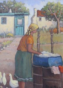 "Woman Doing Washing"