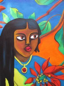 "Indian Girl with Painsettias"