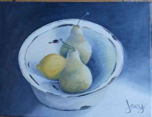 "Pears in Enamel Bucket"