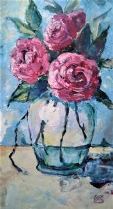 "Camellias in a Glass Vase"