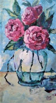 "Camellias in a Glass Vase"