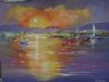 "Sunset Reflection with Sailboats"