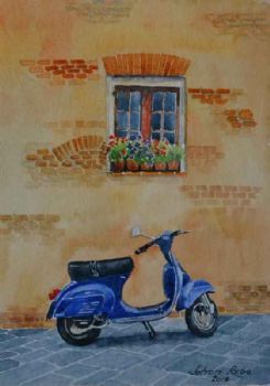 "Blue Vespa Scooter"