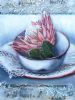 "Pink Protea in Enamel Bowl"