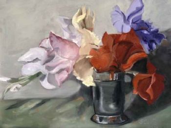 "Gladiolas in Silver"