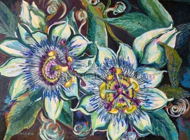 passion fruit flower paintings