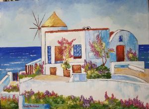 "White on Blue Greek Island "