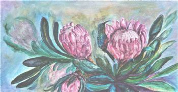 "Protea with Sunbird 2"