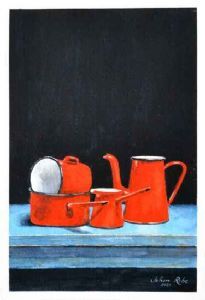 "Red Enamel Kitchen Ware"