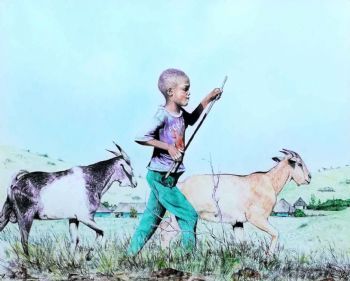 "Mbotyi Boy with Goats"