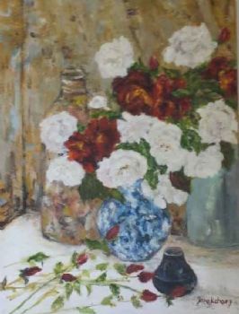 "Roses in Blue VCase"