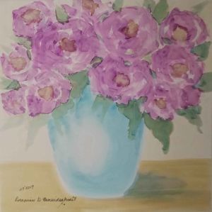 "Pinks in a Teal Vase"