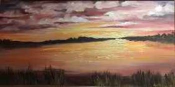 "Sunset over the water"