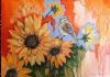 "Sunflowers and Bird"