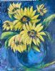 "Sunflowers in a Blue vase"
