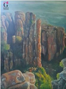 "Handpainted Oil Valley of desolation"