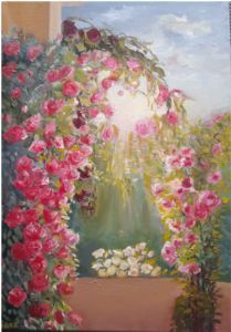 "Original Oil Archway of Roses"