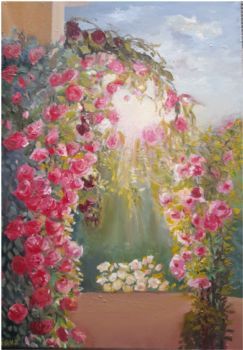 "Original Oil Archway of Roses"