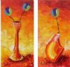 "Blue Tulips in Red Vases"