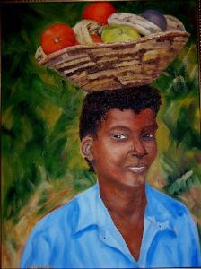 "African Lady With Fruit Basket"