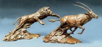 "Lion and gemsbok"