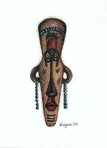 "African mask 5 (set of 2)"