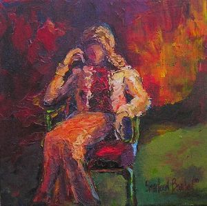 "Lady in Green Chair"