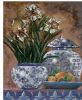 "Daffodils and blue & white ginger jar"