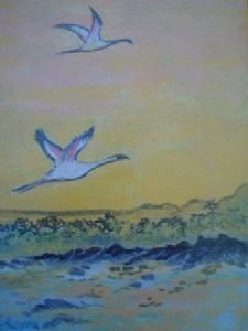 "Flamingos in the Sunset"