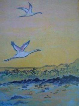 "Flamingos in the Sunset"