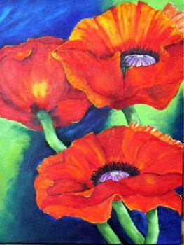 "Three Flowering Poppies"