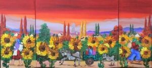 "Donkeys and Flowers Triptych"