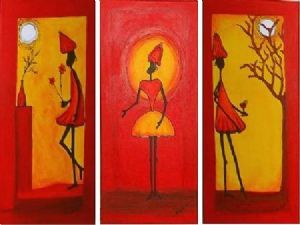 "African sunset set of 3"