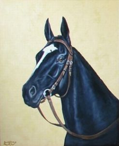 "Black Horse With Yellow Background"